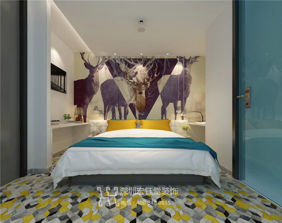 新鄭時尚精品酒店設計-酒店大床房設計效果圖