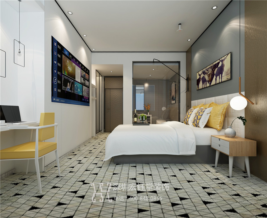 新鄭時尚精品酒店設計案例-酒店客房效果圖