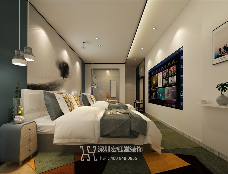 新鄭時尚精品酒店設計-酒店標準間效果圖