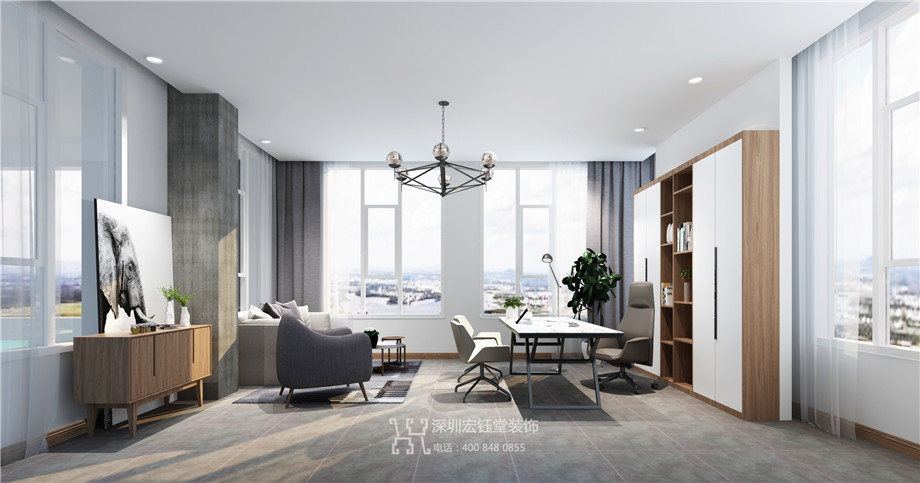 鄭州億鴻科技總部辦公室裝修設計效果圖