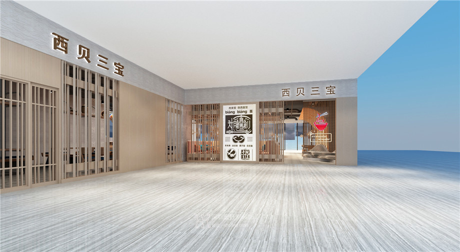西貝三寶鄭州太格茂店設(shè)計(jì)施工方案-前廳效果圖-宏鈺堂裝飾餐飲裝修案例