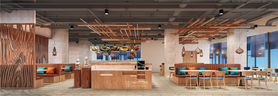 西貝三寶鄭州太格茂店設(shè)計(jì)施工方案-用餐區(qū)效果圖-宏鈺堂裝飾餐飲裝修案例
