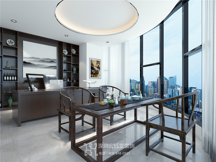 河南騰之源電子科技辦公室裝修設計方案-總經(jīng)理室效果圖