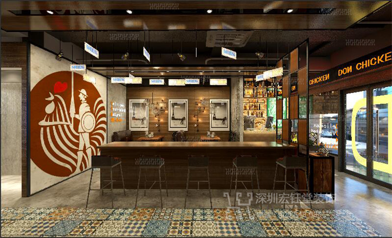 鄭州工業風餐廳酒吧吧臺裝修設計圖