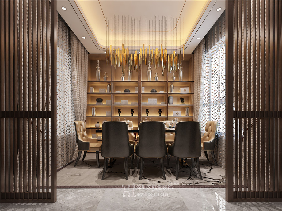 濮陽江南里現代中式別墅樣板間餐廳裝修設計案例 濮陽江南里現代中式別墅樣板間餐廳裝修設計案例