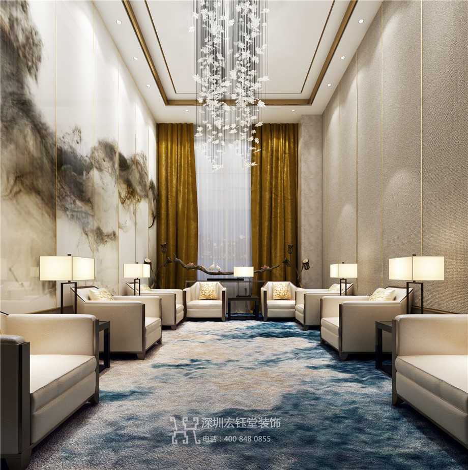 濮陽江南里新中式禪意售樓部VIP接待區設計效果圖