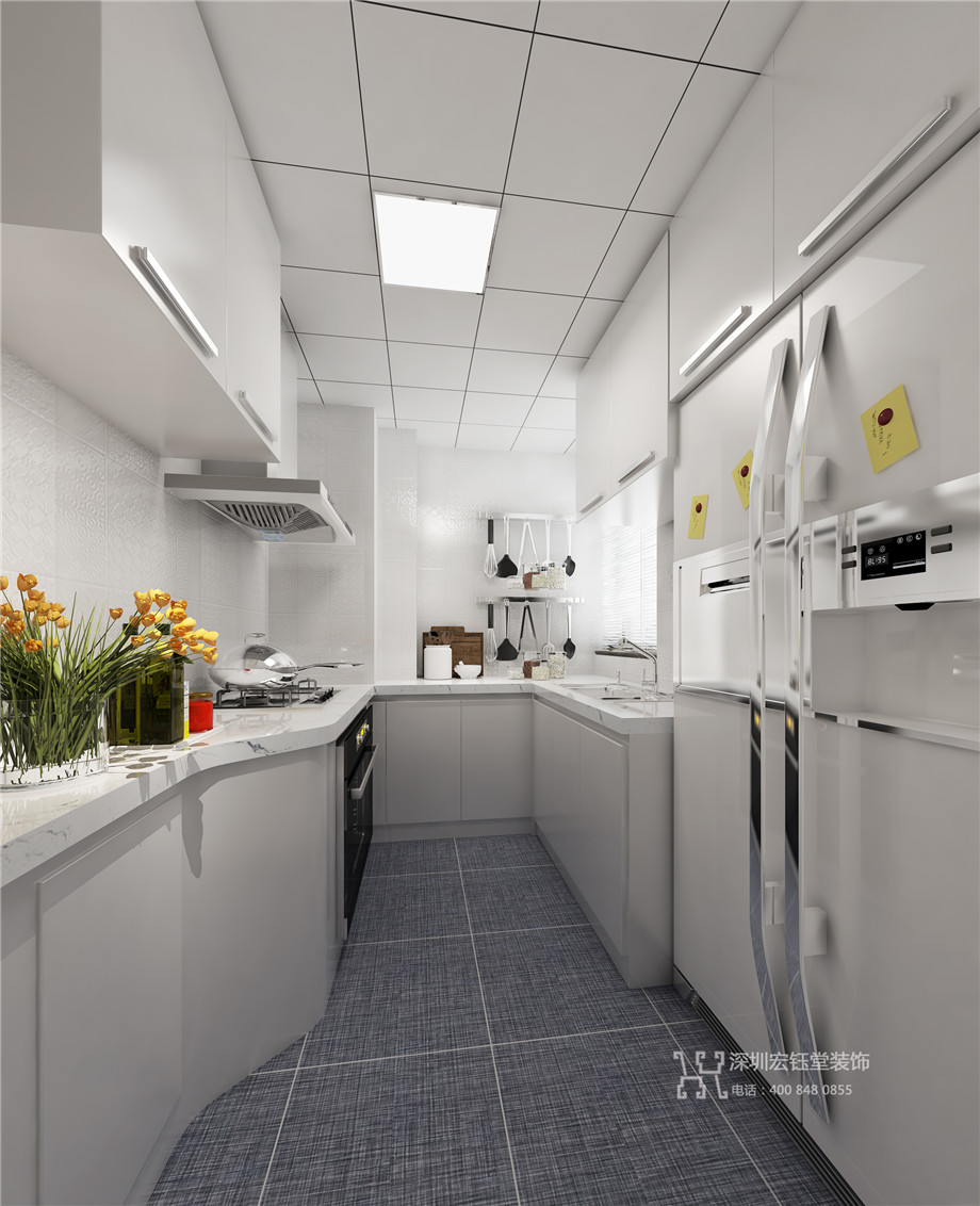 鄭州九龍國際樣板間裝修效果圖-88平B1戶型-廚房效果圖