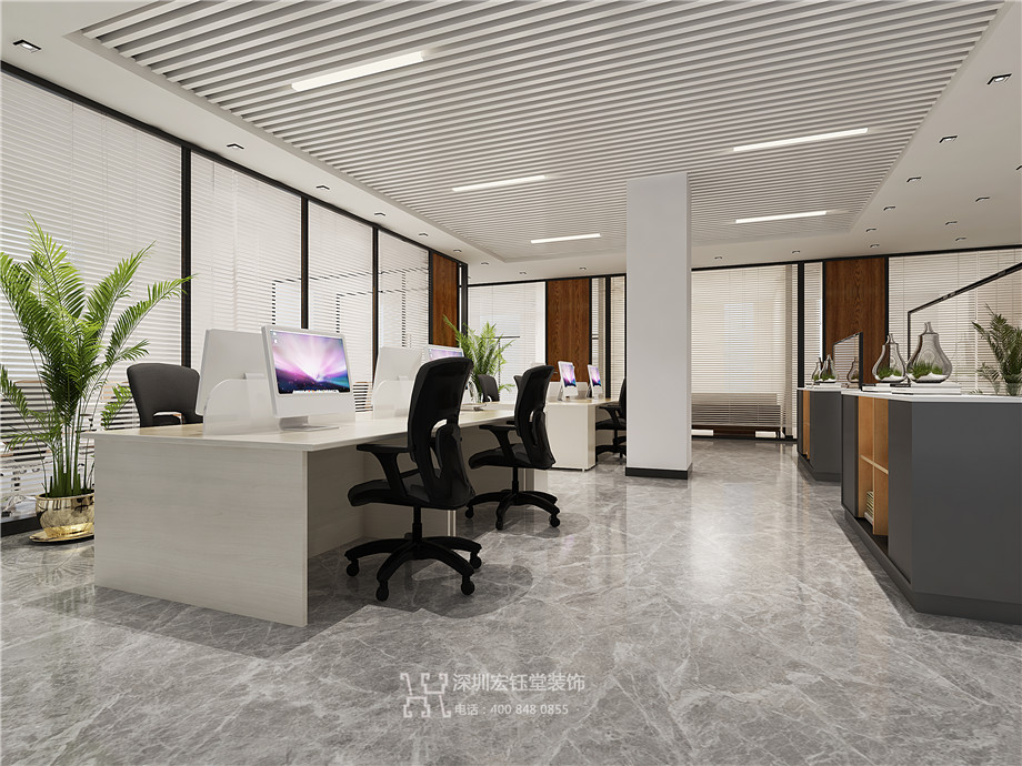 鄭州企業公園地產公司辦公室敞開辦公區裝修設計圖