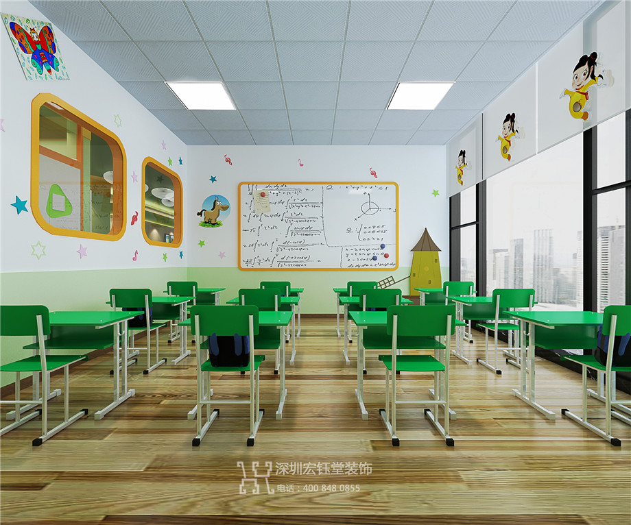 鄭州小書童連鎖教育培訓機構教室裝修設計效果圖