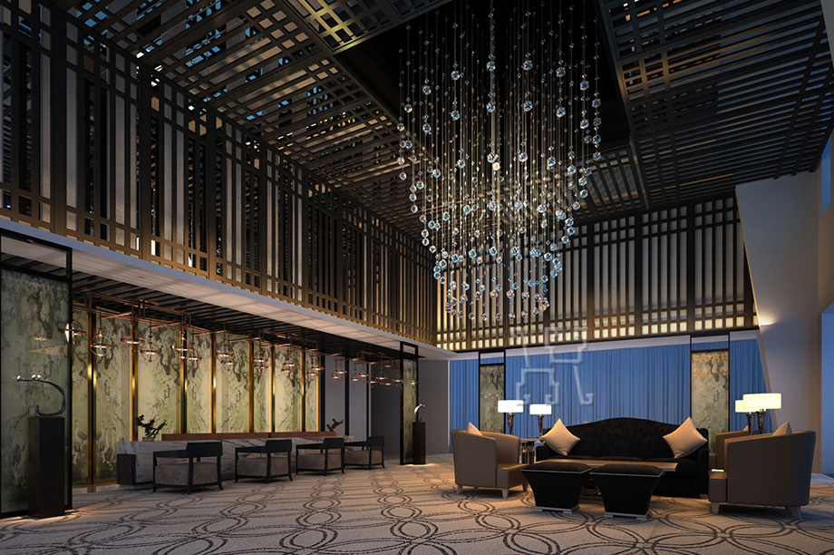 鄭州東區東方戴斯高端商務酒店大廳設計效果圖