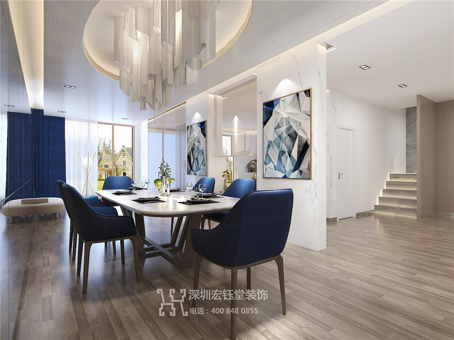 洛陽建業(yè)桂園陳公館三層獨棟別墅餐廳裝修設(shè)計方案