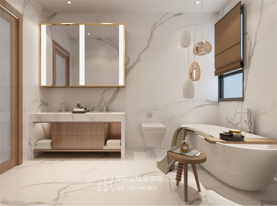 洛陽建業(yè)桂園陳公館三層獨棟別墅主臥衛(wèi)生間裝修設(shè)計效果圖