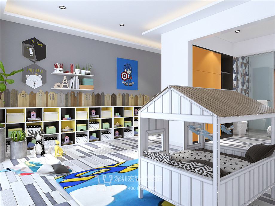 洛陽建業(yè)桂園陳公館三層獨棟別墅兒童房裝修設(shè)計效果圖