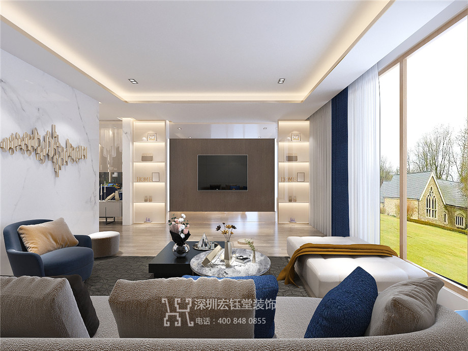 洛陽建業(yè)桂園陳公館三層獨棟別墅客廳裝修設(shè)計效果圖