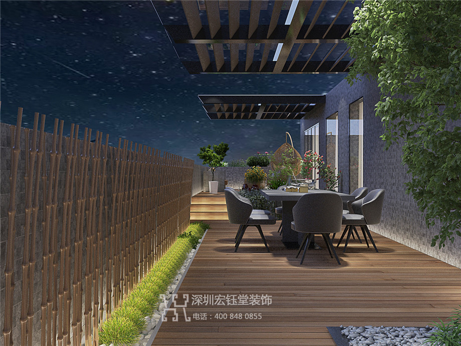 洛陽建業(yè)桂園陳公館三層獨棟別墅露臺裝修設(shè)計效果圖