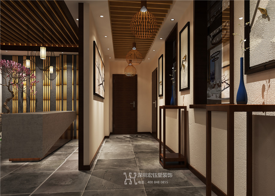 鄭州禪茶一味中式茶樓裝修設計效果圖