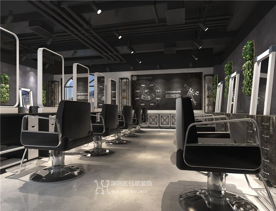 鄭州時(shí)尚工業(yè)風(fēng)美發(fā)店面裝修設(shè)計(jì)效果圖