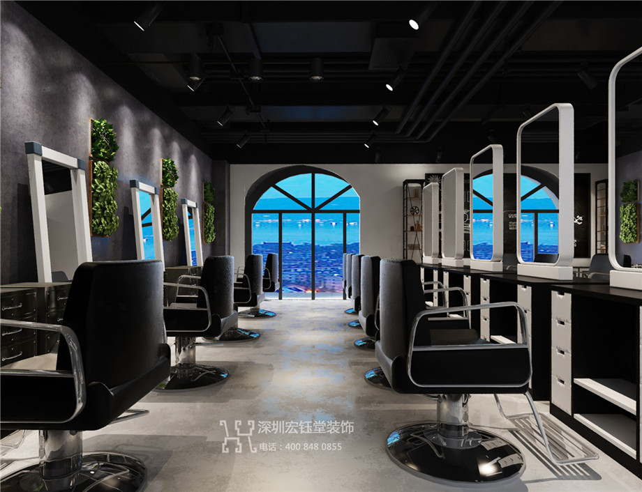 鄭州時(shí)尚工業(yè)風(fēng)美發(fā)店面裝修設(shè)計(jì)效果圖