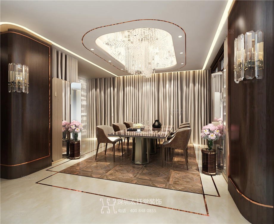 鄭州建業聯邦新城鄒公館別墅餐廳裝修設計效果圖