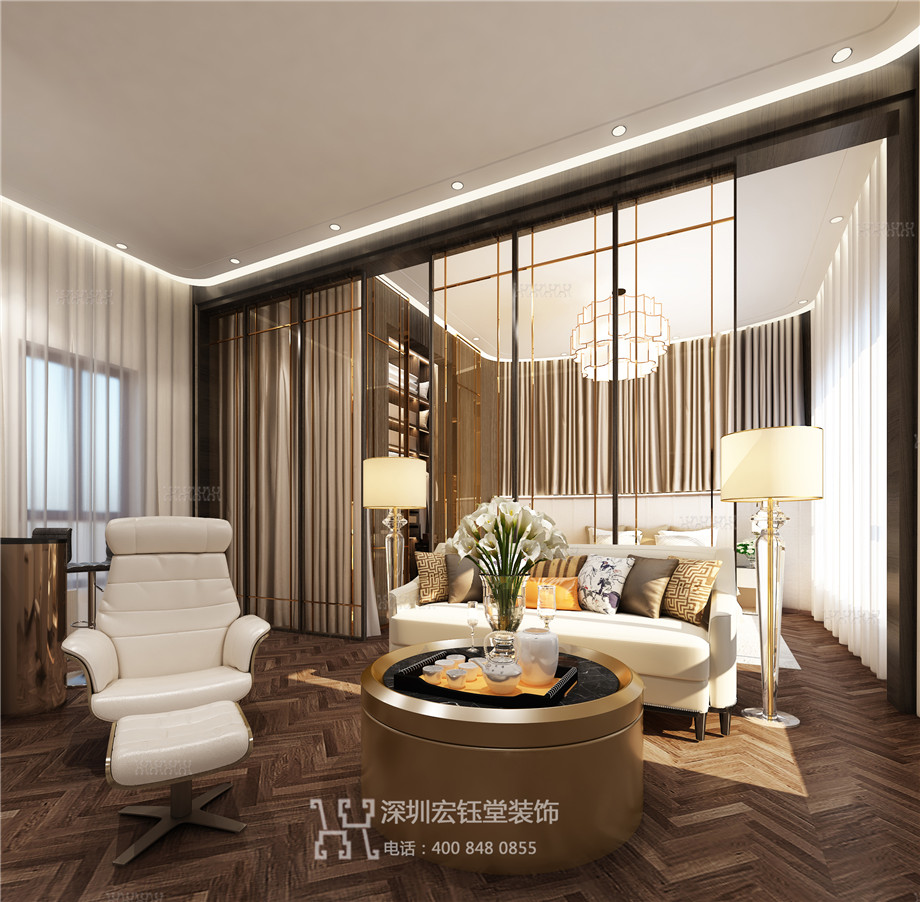 鄭州建業聯邦新城鄒公館別墅臥室裝修設計方案