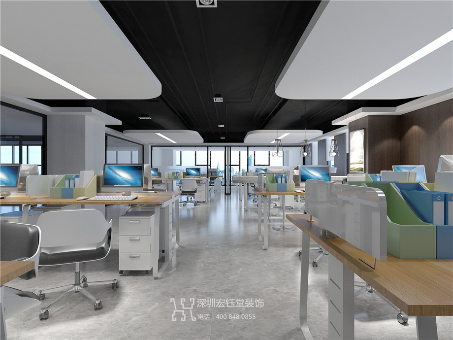 鄭州市市場發展投資有限公司整層辦公室裝修案例-敞開辦公區設計效果圖 鄭州市市場發展投資有限公司整層辦公室裝修案例-敞開辦公區設計效果圖
