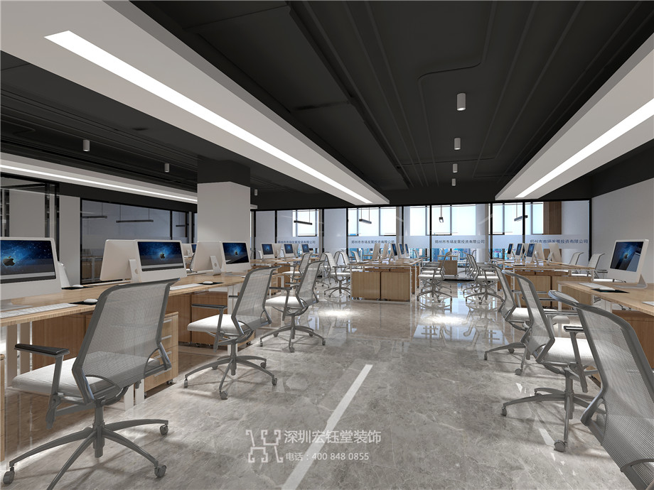 鄭州市市場發展投資有限公司整層辦公室裝修案例-敞開辦公區布置效果圖 鄭州市市場發展投資有限公司整層辦公室裝修案例-敞開辦公區布置效果圖