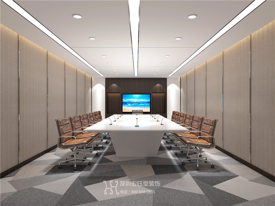 鄭州市市場發展投資有限公司整層辦公室裝修案例-中型會議室布置效果圖 鄭州市市場發展投資有限公司整層辦公室裝修案例-中型會議室布置效果圖