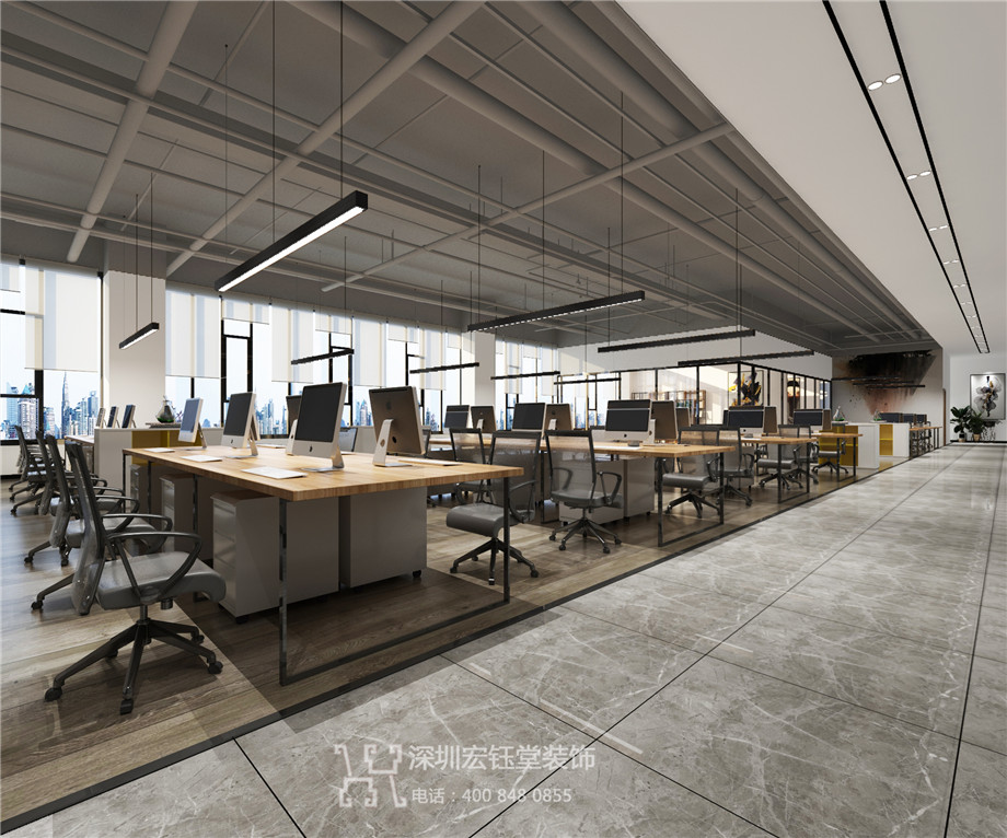 河南信息化管理公司辦公室辦公區(qū)設計效果圖