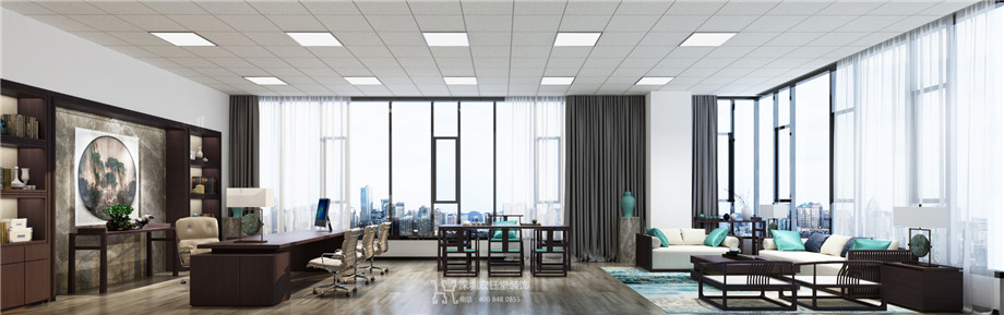 河南信息化管理公司老總辦公室設計效果圖