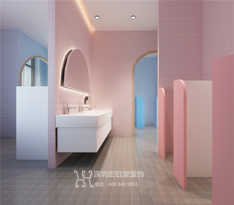 鄭州藍亭貝樹幼兒園裝修設計效果圖-女衛生間設計方案