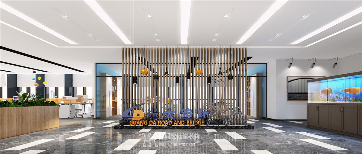 河南光大路橋工程公司辦公室前臺背景墻設計方案