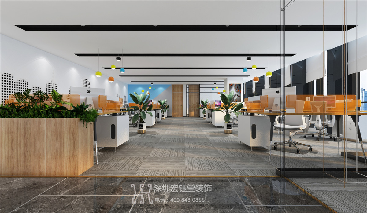 河南光大路橋工程公司敞開辦公區裝修設計方案