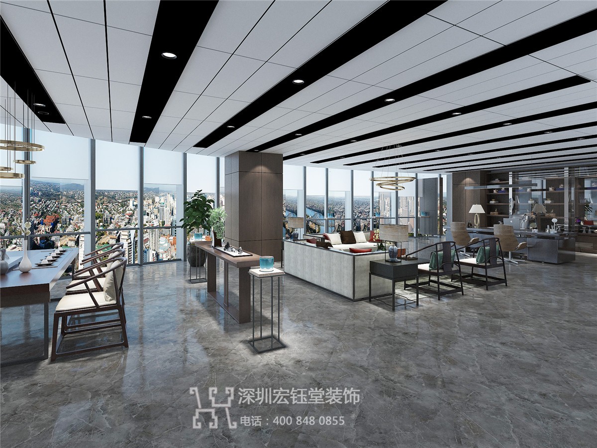 新中式混搭風董事長辦公室裝修設計方案