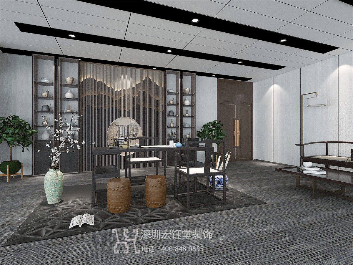 鄭州新中式董事長辦公室裝修方案