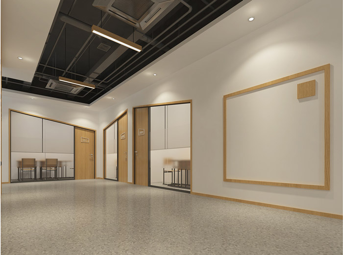 原木色時尚簡約風少兒英語培訓機構教室裝修效果圖