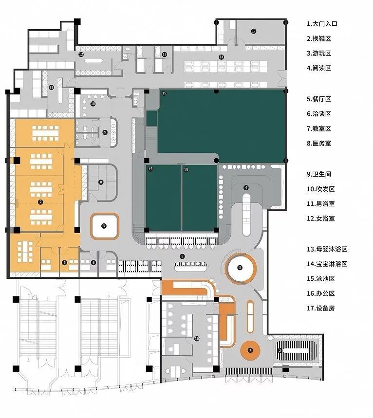 鄭州宏鈺堂推薦嗨獺獺親子早教游泳中心裝修設計平面圖 鄭州宏鈺堂推薦嗨獺獺親子早教游泳中心裝修設計平面圖