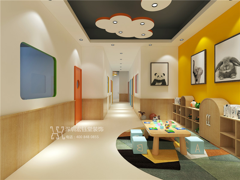 鄭州3Q兒童商學院培訓機構走廊設計效果圖