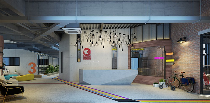 動漫公司工業風辦公室裝修設計實景圖