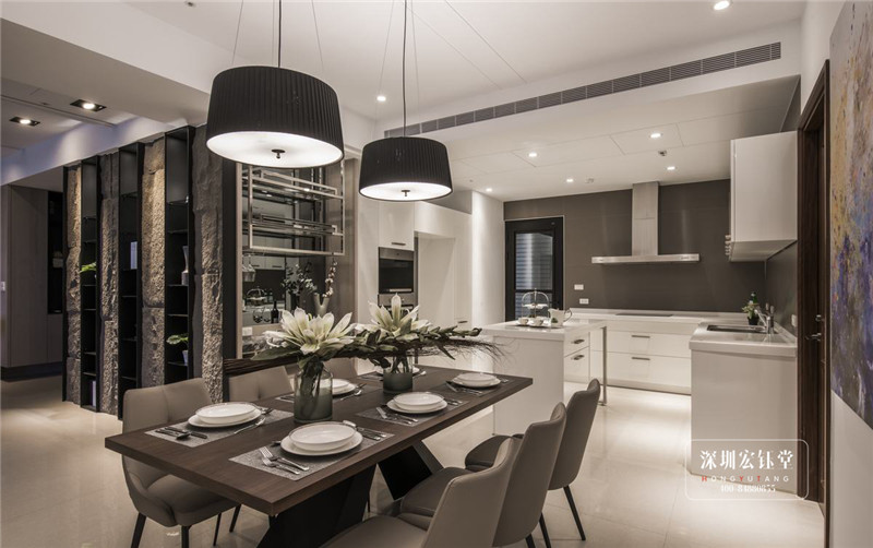 鄭州280平現代禪意萬公館別墅餐廳裝修設計圖