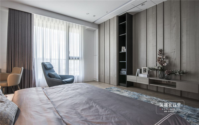 鄭州280平現代禪意萬公館別墅臥室裝修設計圖
