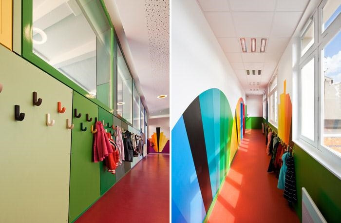 以彩虹為主題的法國幼兒園走廊裝修設計方案 以彩虹為主題的法國幼兒園走廊裝修設計方案