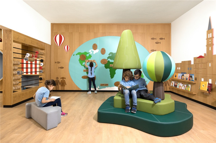 充滿想象力和創造力的創意以色列小學閱讀區裝修設計