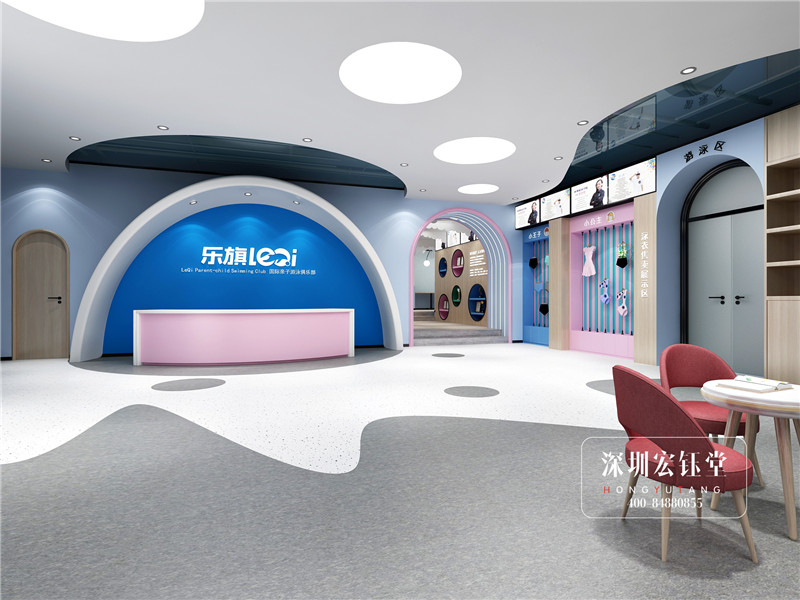 鄭州樂旗親子游泳館接待大廳裝修設計效果圖 鄭州樂旗親子游泳館接待大廳裝修設計效果圖