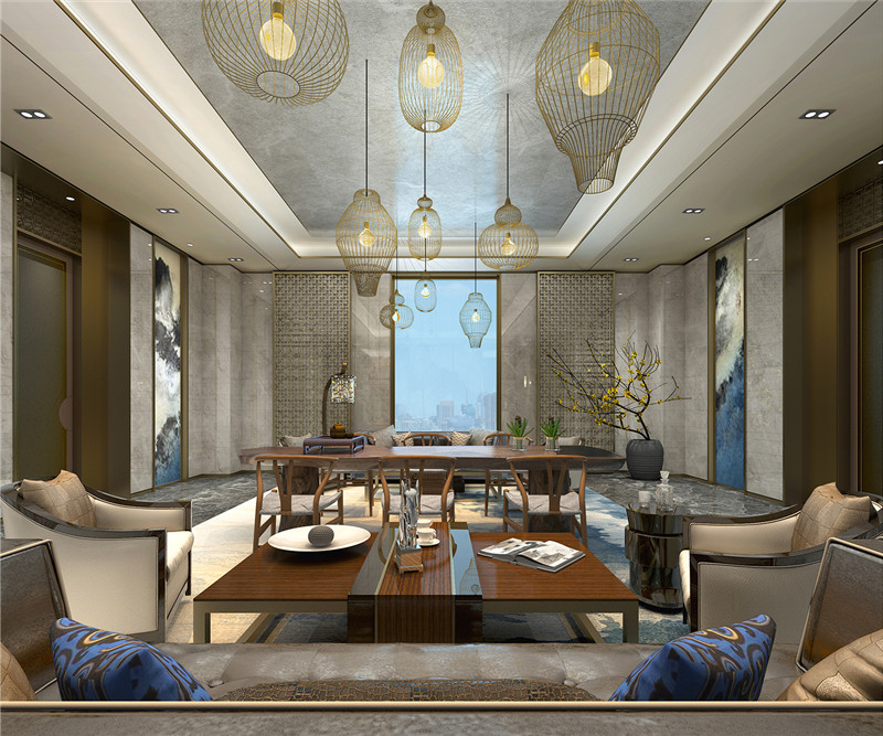 鄭州中式奢華辦公室會(huì)客室裝修效果圖-宏鈺堂裝飾