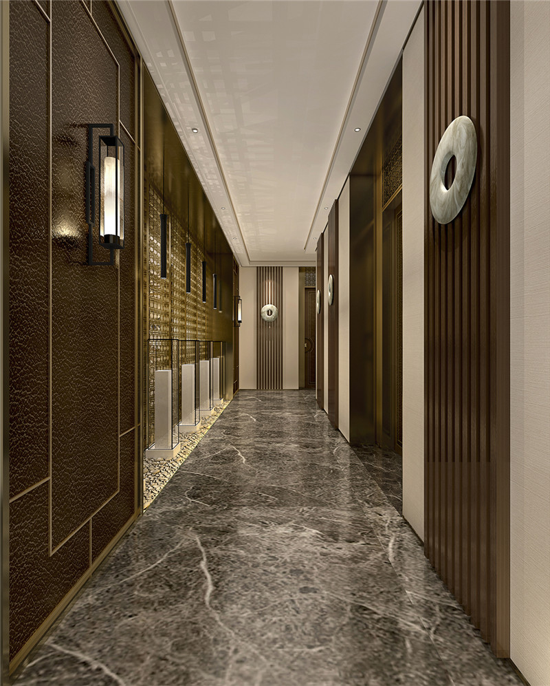 鄭州中式奢華辦公室走廊裝修效果圖-宏鈺堂裝飾