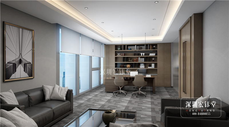 ?曠真律師事務所經理辦公室設計效果圖