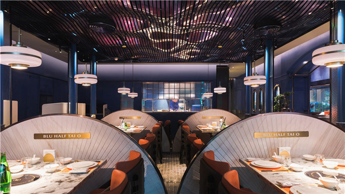 以海為主題的輕奢風海鮮火鍋餐廳裝修設計案例 以海為主題的輕奢風海鮮火鍋餐廳裝修設計案例