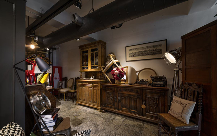 復古工業風軟裝家具公司辦公兼展廳裝修設計方案