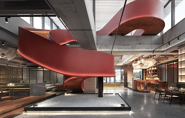 設計感極強的簡約工業風高端餐飲店面裝修設計方案