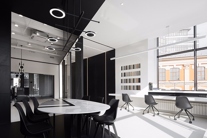 國外黑白極簡風材料公司辦公室裝修案例